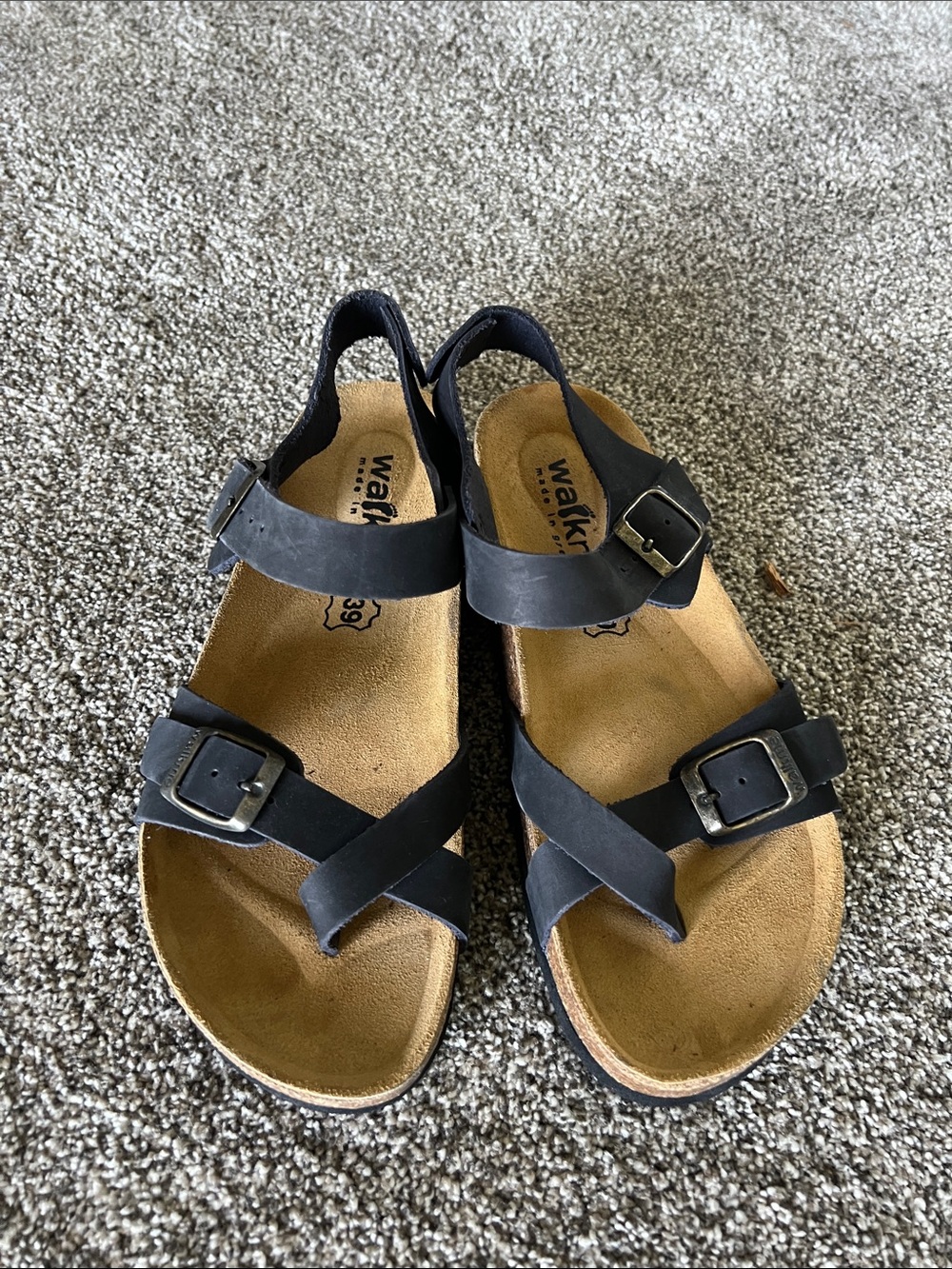WALKME  Black Strappy Buckle Sandals sz 39